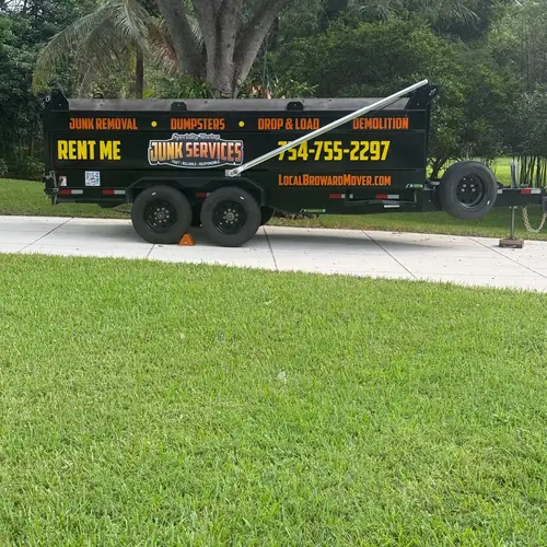 Dump trailer dropped on a driveway for a contractor jobsite